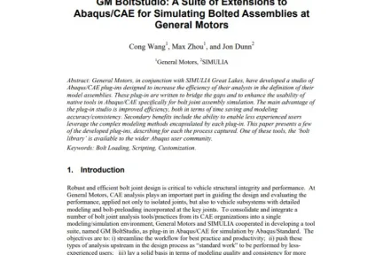 GM BoltStudio A Suite of Extensions to AbaqusCAE for Simulating Bolted Assemblies at General Motors