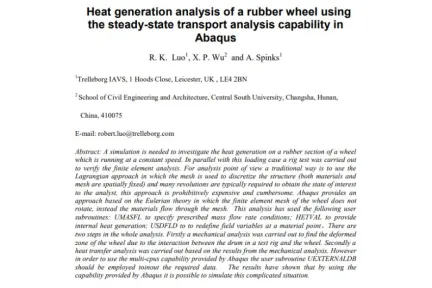 Heat generation analysis of a rubber wheel using the steady-state transport analysis capability in Abaqus