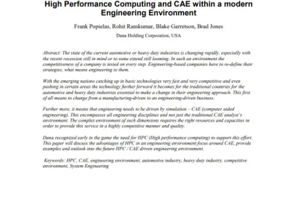 High Performance Computing and CAE within a modern Engineering Environment