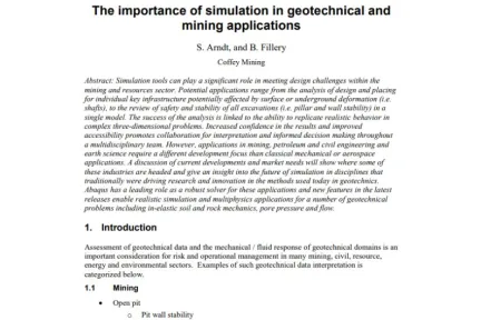The importance of simulation in geotechnical and mining applications
