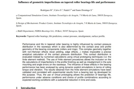 Influence of geometric imperfections on tapered roller bearings life and performance
