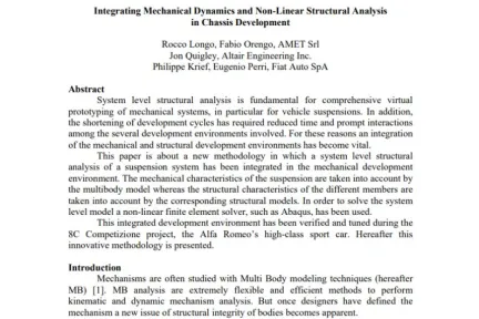Integrating Mechanical Dynamics and Non-Linear Structural Analysis in Chassis Development