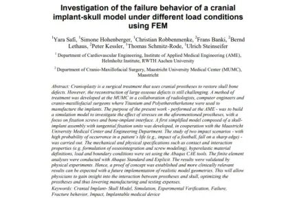 Investigation of the failure behavior of a cranial implant-skull model under different load conditions using FEM
