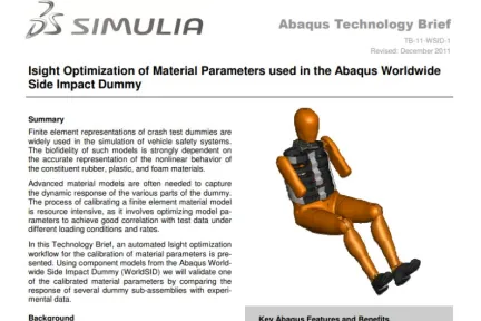 Isight Optimization of Material Parameters used in the Abaqus Worldwide Side Impact Dummy