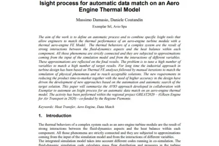 Isight process for automatic data match on an Aero Engine Thermal Mode