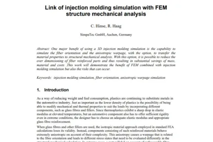 Link of injection molding simulation with FEM structure mechanical analysis