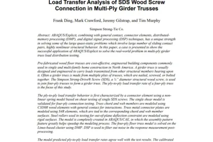 Load Transfer Analysis of SDS Wood Screw Connection in Multi-Ply Girder Trusses