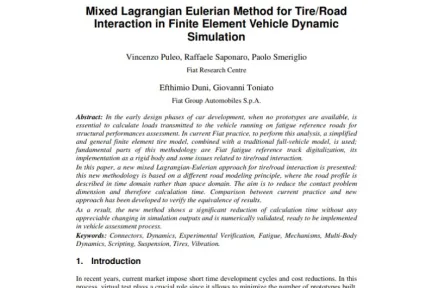 Mixed Lagrangian Eulerian Method for TireRoad Interaction in Finite Element Vehicle Dynamic Simulation
