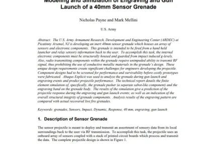 Modeling and Simulation of Engraving and Gun Launch of a 40mm Sensor Grenade