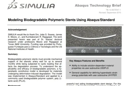 Modeling Biodegradable Polymeric Stents Using Abaqus/Standard