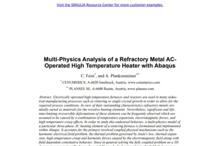 Multi-Physics Analysis of a Refractory Metal ACOperated High Temperature Heater with Abaqus