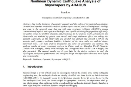 Nonlinear Dynamic Earthquake Analysis of Skyscrapers by ABAQUS