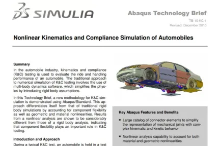 Nonlinear Kinematics and Compliance Simulation of Automobiles