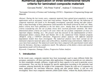 Numerical application of three-dimensional failure criteria for laminated composite materials