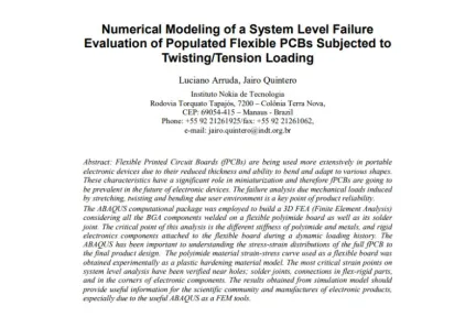 Numerical Modeling of a System Level Failure Evaluation of Populated Flexible PCBs Subjected to TwistingTension Loading