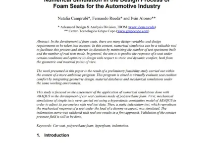 Numerical Simulation in the Design Process of Foam Seats for the Automotive Industry