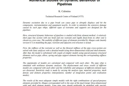 Numerical Studies on Dynamic Behaviour of Pipelines