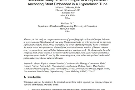 Numerical Study of Metal Fatigue in a Superelastic Anchoring Stent Embedded in a Hyperelastic Tube
