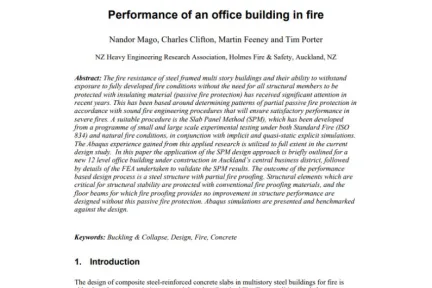 Performance of an office building in fire