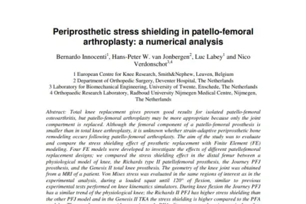 Periprosthetic stress shielding in patello-femoral arthroplasty: a numerical analysis