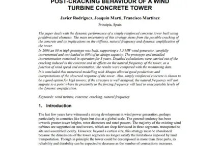 POST-CRACKING BEHAVIOUR OF A WIND TURBINE CONCRETE TOWER