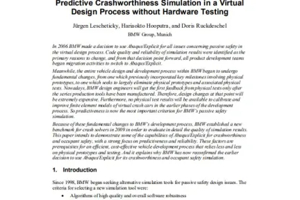 Predictive Crashworthiness Simulation in a Virtual Design Process without Hardware Testing