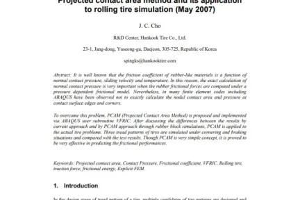 Projected contact area method and its application to rolling tire simulation