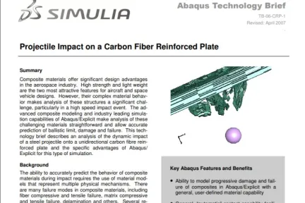 Projectile Impact on a Carbon Fiber Reinforced Plate