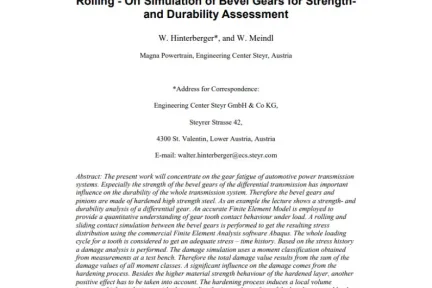 Rolling - Off Simulation of Bevel Gears for Strengthand Durability Assessment