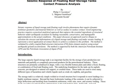 Seismic Response of Floating Roof Storage Tanks Contact Pressure Analysis