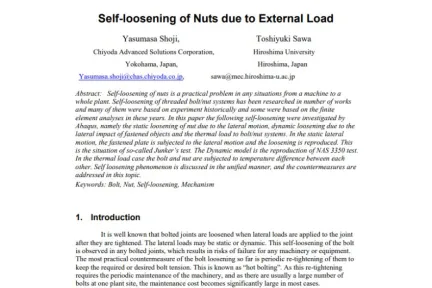 Self-loosening of Nuts due to External Load