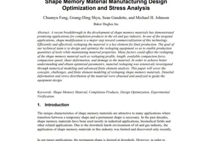 Shape Memory Material Manufacturing Design Optimization and Stress Analysis