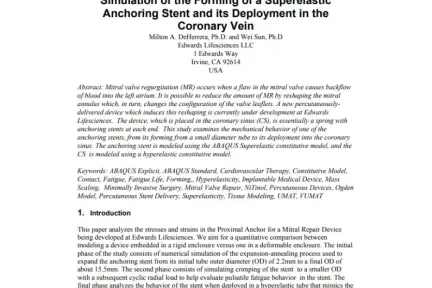 Simulation of the Forming of a Superelastic Anchoring Stent and its Deployment in the Coronary Vein
