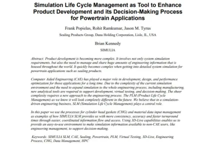 Simulation Life Cycle Management as Tool to Enhance Product Development and its Decision-Making Process for Powertrain Applications