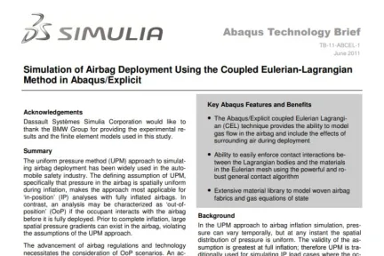 Simulation of Airbag Deployment Using the Coupled Eulerian-Lagrangian Method in AbaqusExplicit
