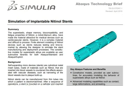 Simulation of Implantable Nitinol Stents