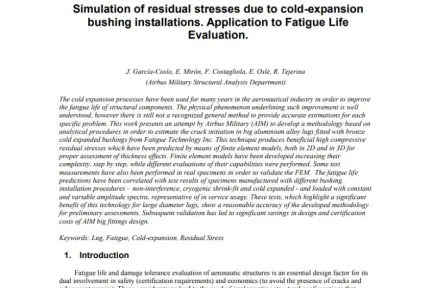 Simulation of residual stresses due to cold-expansion bushing installations. Application to Fatigue Life Evaluation