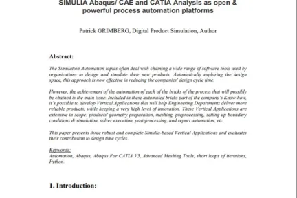SIMULIA Abaqus CAE and CATIA Analysis as open & powerful process automation platforms