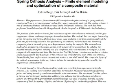 Spring Orthosis Analysis – Finite element modeling and optimization of a composite material