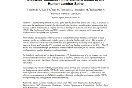Stepwise Validated Finite Element Model of the Human Lumbar Spine