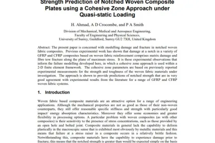 Strength Prediction of Notched Woven Composite Plates using a Cohesive Zone Approach under Quasi-static Loading