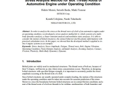 Stress Analysis Method for Bolt Thread Roots of Automotive Engine under Operating Condition