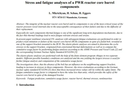 Stress and fatigue analyses of a PWR reactor core barrel components