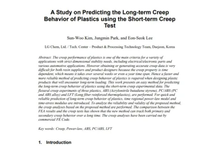 A Study on Predicting the Long-term Creep Behavior of Plastics using the Short-term Creep Test