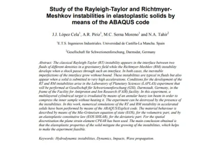 Study of the Rayleigh-Taylor and RichtmyerMeshkov instabilities in elastoplastic solids by means of the ABAQUS code