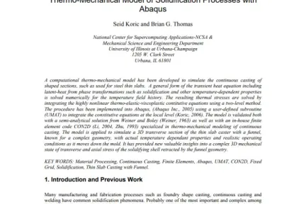 Thermo-Mechanical Model of Solidification Processes with Abaqus