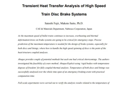 Transient Heat Transfer Analysis of High Speed Train Disc Brake Systems