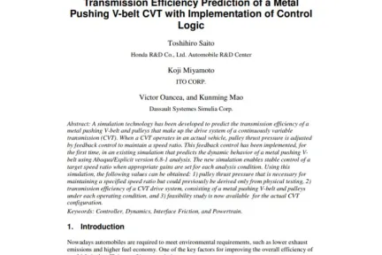 Transmission Efficiency Prediction of a Metal Pushing V-belt CVT with Implementation of Control Logic
