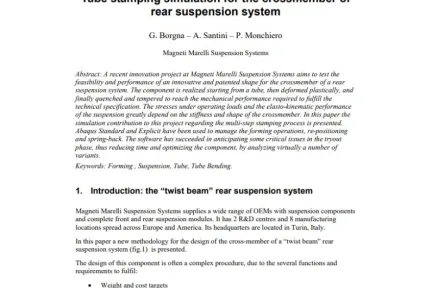 Tube stamping simulation for the crossmember of rear suspension system