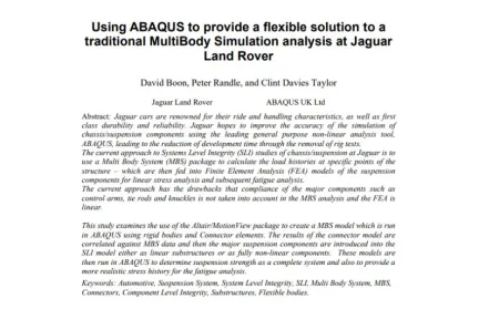 Using ABAQUS to provide a flexible solution to a traditional MultiBody Simulation analysis at Jaguar Land Rover
